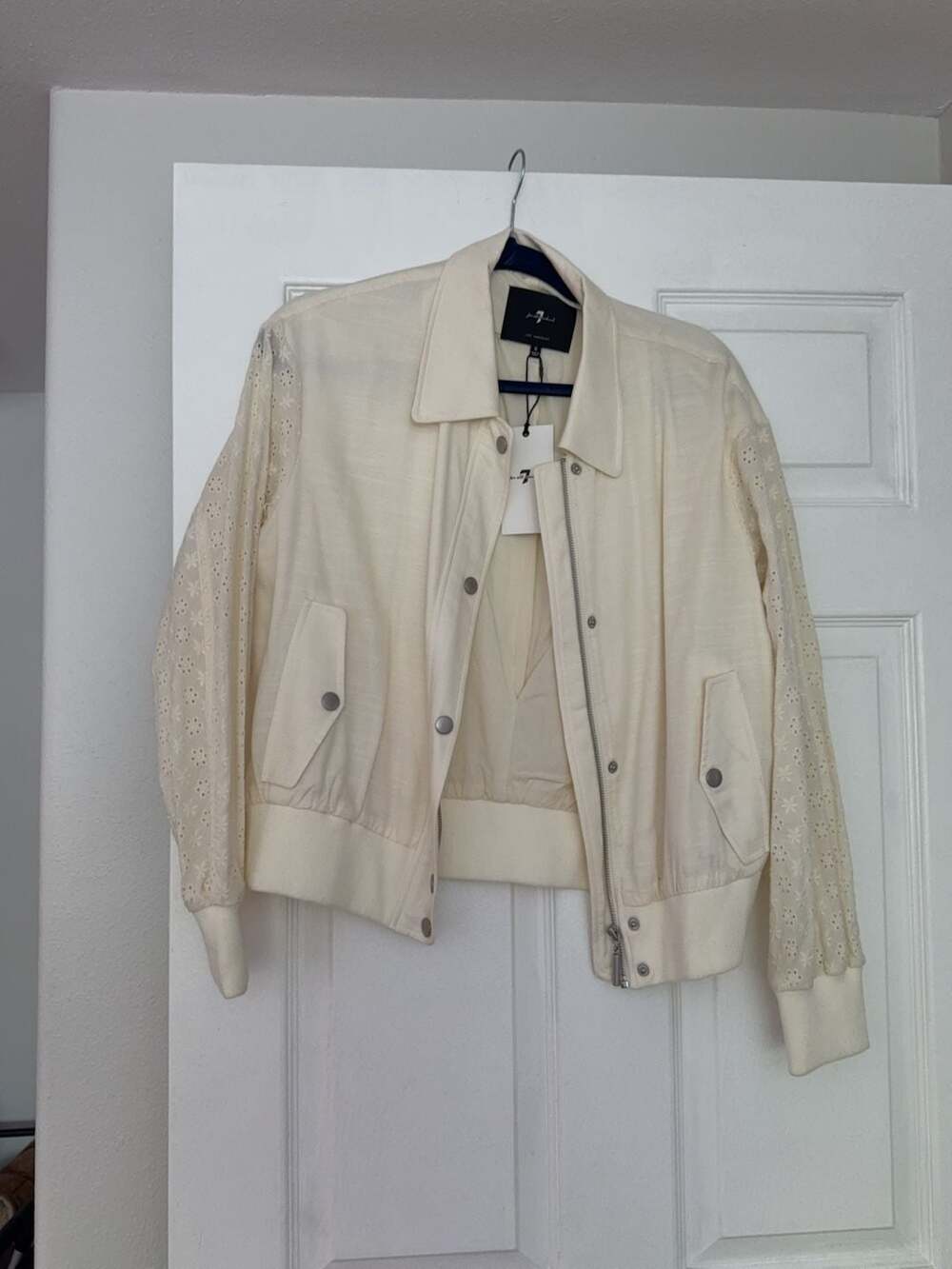 7 For All Mankind Eyelet Sleeve Bomber Jacket Size S